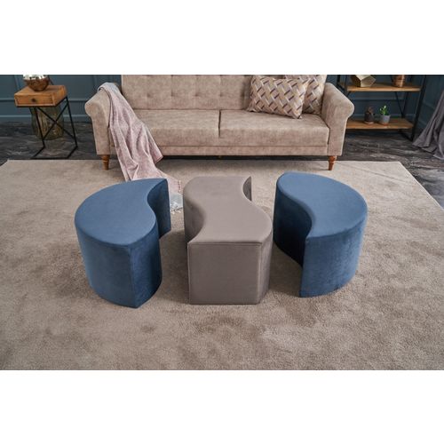 Atelier Del Sofa Tabure, Plava Mink, Alya Puf - Blue, Mink slika 4