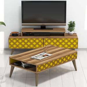 Set Namještaja za Dnevni Boravak City - Orah, Žuti Orah