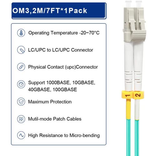 FO LC/UPC - LC/UPC MM 2M OM3 DX LSZH Aqua 2.0mm slika 2