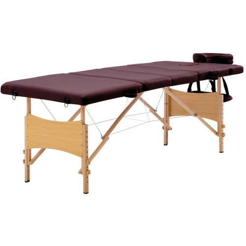 Sklopivi masažni stol s 4 zone drveni ljubičasti slika 1