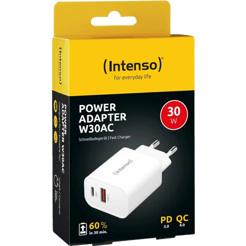 (Intenso) Punjač kučni, brzi, 1 x USB-A, 1 x UCB-C, 3A, 30W - Power Adapter W30AC slika 1