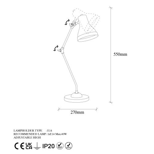 Stona lampa Mixed - 11510 u crno-zlatnoj boji slika 5