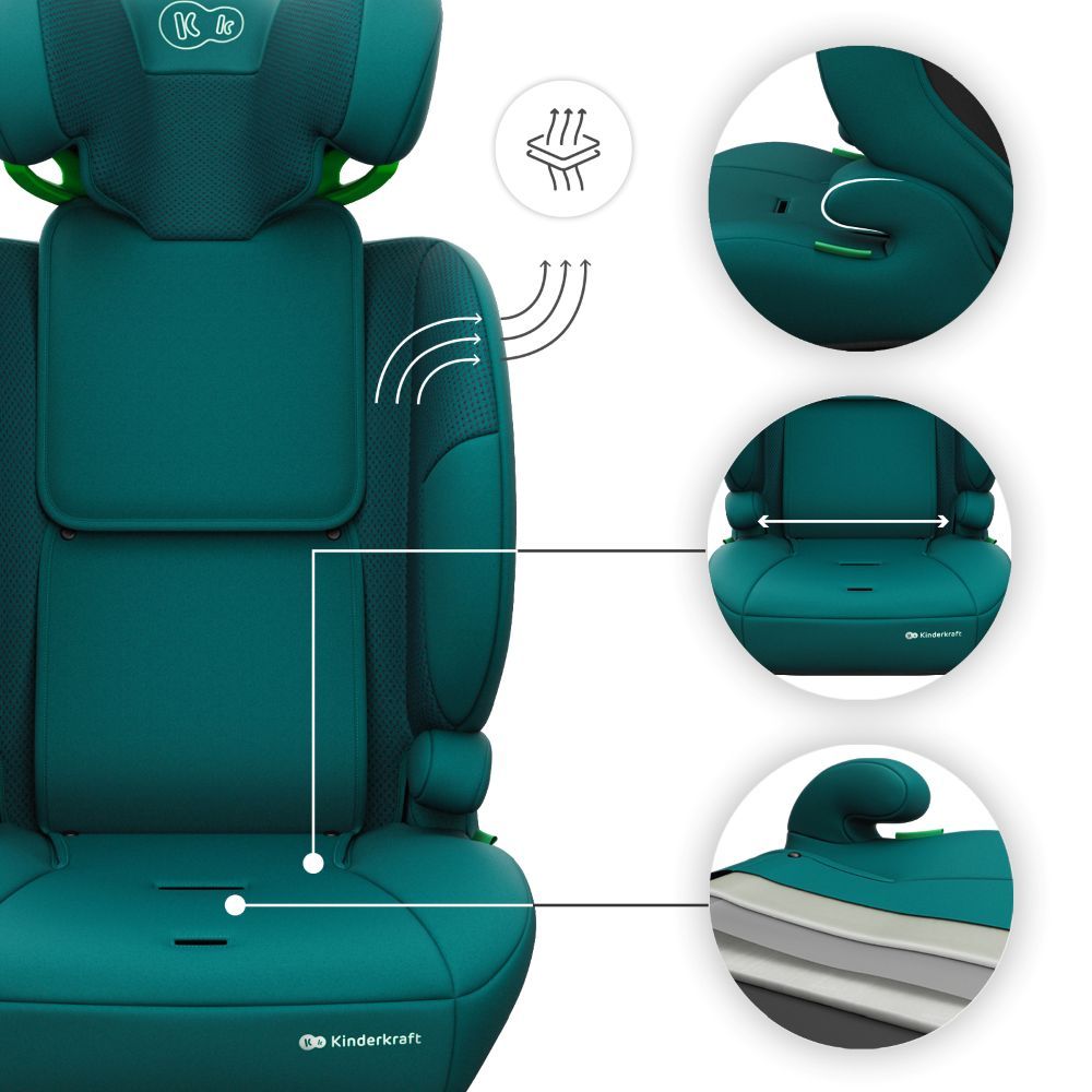 Kinderkraft autosjedalica Comfort Up 2 plus i-Size 9-36 kg (76-150 cm) bez Isofix-a, Green slika 14