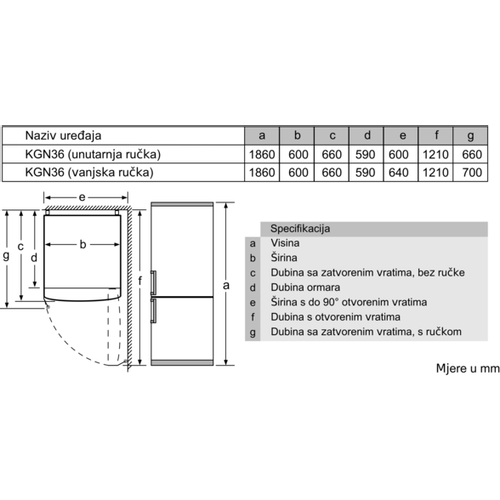 Bosch kombinirani hladnjak KGN36NWEA slika 10