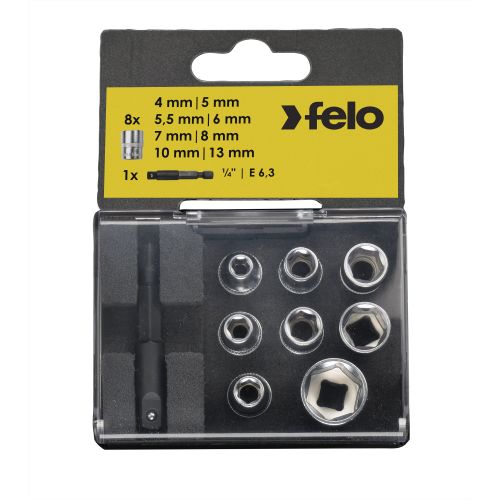 Set nasadnih glava sa adapterom HEX Nut Felo 05798106 9 kom slika 1