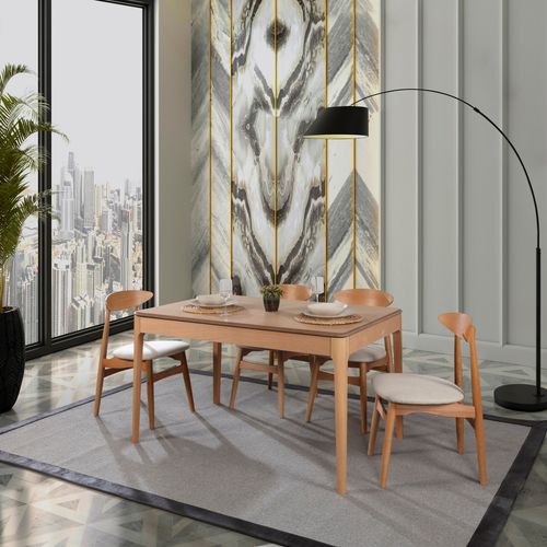 Woody Fashion Set rastezljivi stol za blagovaonicu i stolice (5 komada) ERIC slika 2