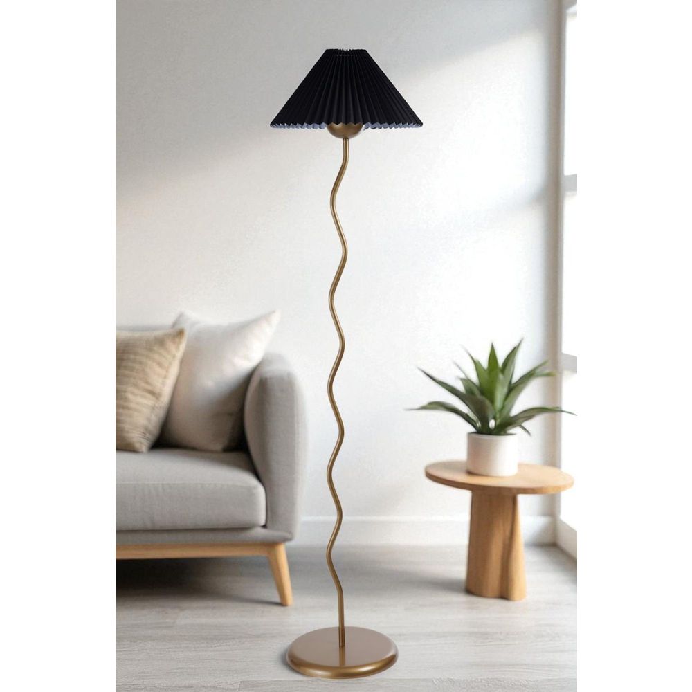 Opviq Podna lampa 621, crna, zlatna slika 1