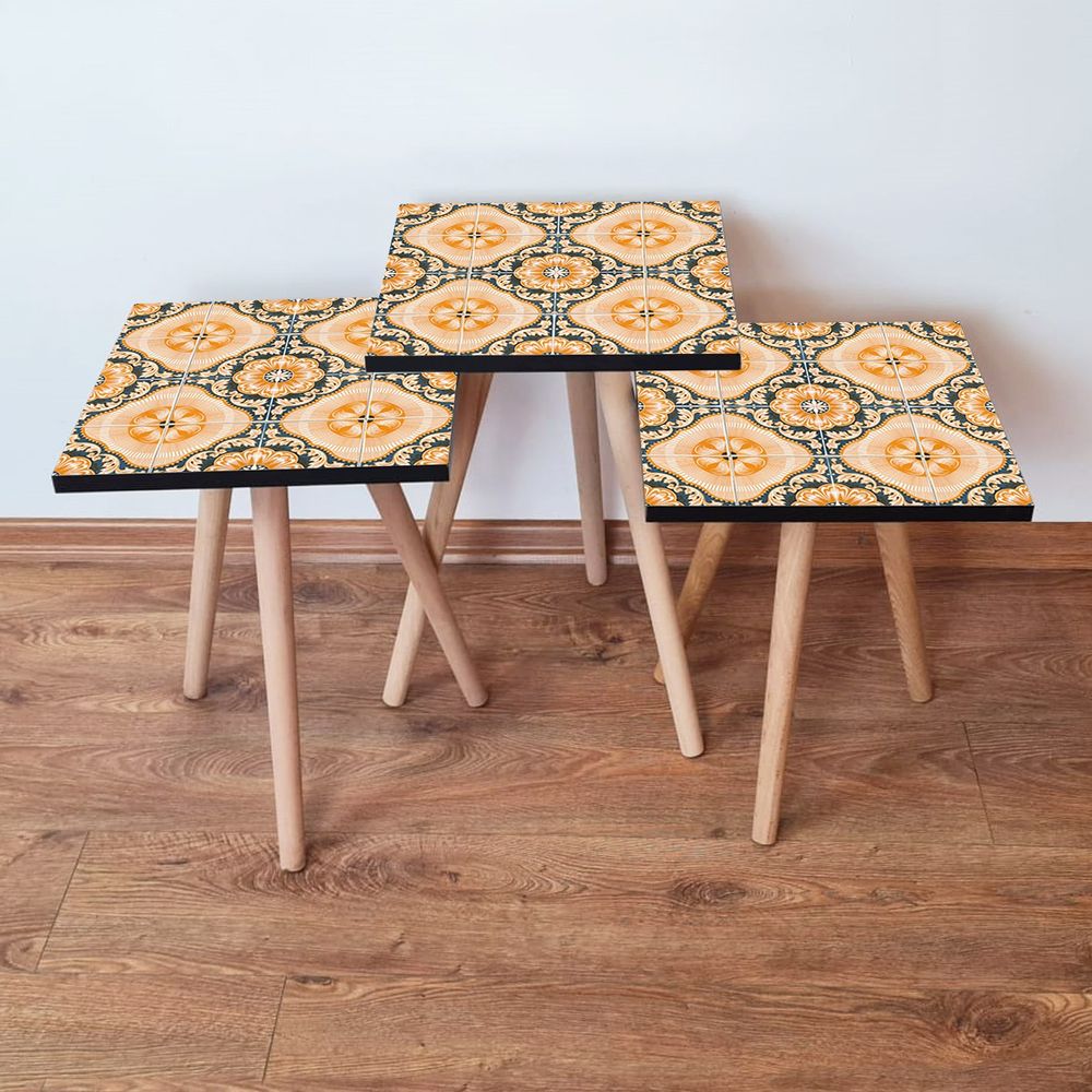 Set Nesting Stolova (3 Komada) 3Shp53 - Boje: Narandžasta i Narandžasto-Zelena slika 1