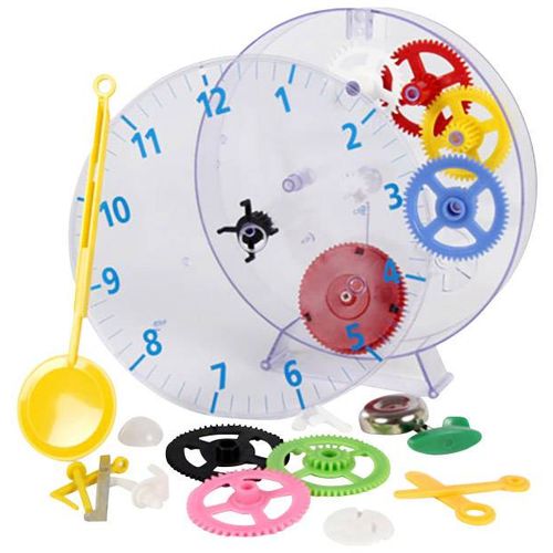 Zidni sat Keneva Kids - sat s klatnom koji možete sami izgraditi - fascinantan pribor za djecu Techno Line Model kids clock mehanički zidni sat komplet za učenje 20 cm x 3.5 cm prozirna slika 3