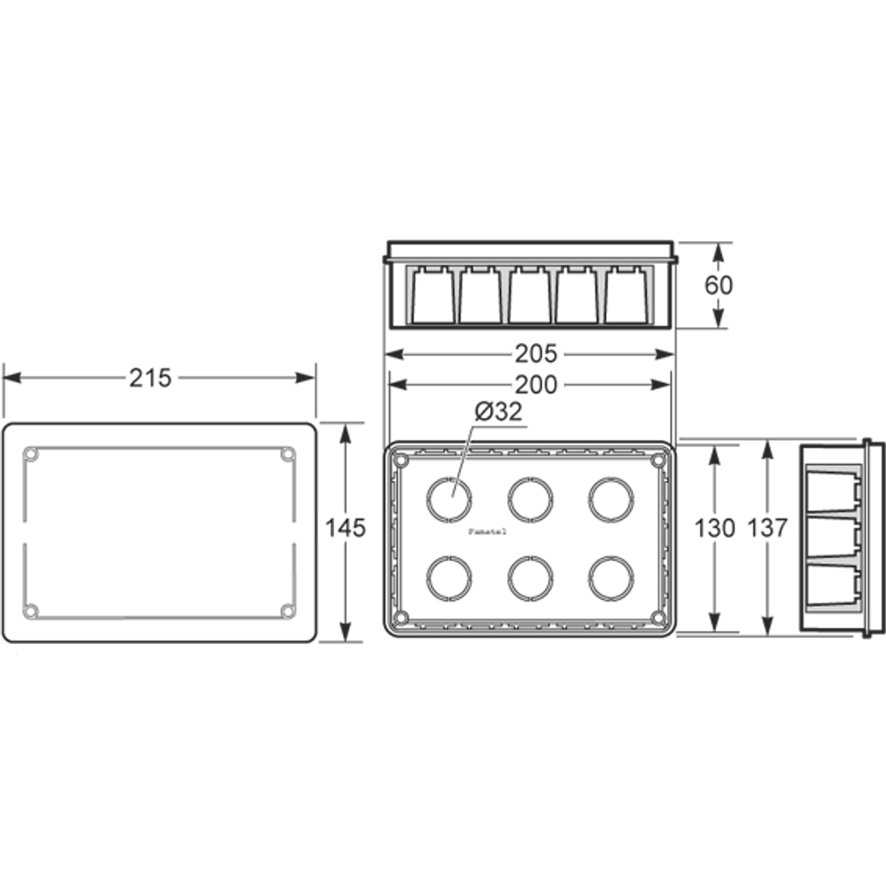 Famatel Razvodna kutija podžbuk 200x130, IP30 - 3203-RKP/200x130 slika 2
