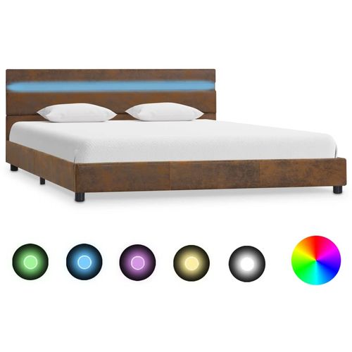 Okvir za krevet od tkanine s LED svjetlom smeđi 120 x 200 cm slika 30
