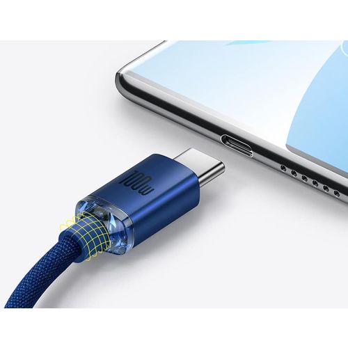 Baseus Crystal Shine kabel USB na USB-C 5A100W1.2m (plavi) slika 4