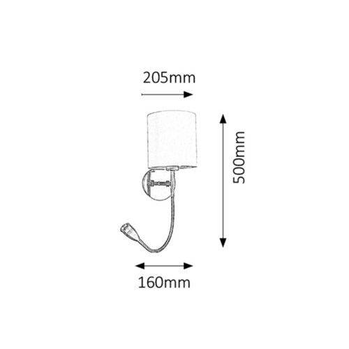 Rabalux Larkin zidna lampa sa čitačem E27 40W LED3W slika 4