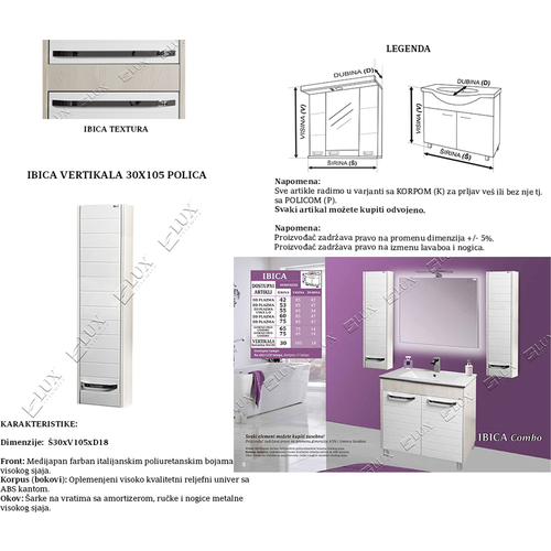 Ceramica Lux Ibica Vertikiala  30 x 105 x 18 konzolna slika 2