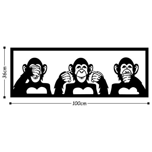 Wallity Metalna zidna dekoracija, Three Monkeys - L slika 3