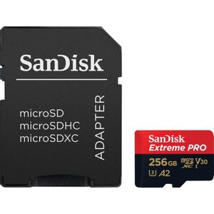 SanDisk Extreme PRO microSDXC 256GB + SD adapter - brzina do 200MB/s/140MB/s A2 C10 V30 UHS-I U3