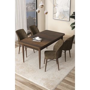 Arp - Baroque, Smeđi Barokni Set Trpezarijskog Stola i Stolica (5 Komada)