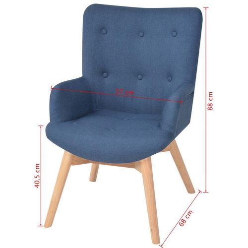 Fotelja s osloncem za noge od tkanine plava slika 3