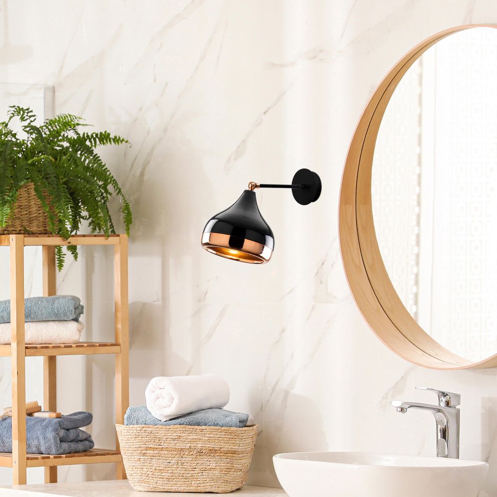 Zidna Lampa Yıldo - 6901 Crna sa Bakarnim Detaljima slika 1