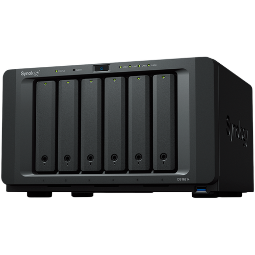 Synology DiskStation DS1621+,Tower,6-Bay 3.5'' SATA HDD/SSD, 2 x M.2 2280 NVMe SSD, CPU AMD Ryzen Quad-Core 2.2 GHz, 4 GB DDR4, 4 x RJ-45 1 GbE LAN, 3 x USB 3.0, 2 x eSATA (Expandable to 16 Bays with 2 x DX517), 1 x Gen3 x8 PCIe,5.1kg, 3y warranty slika 1