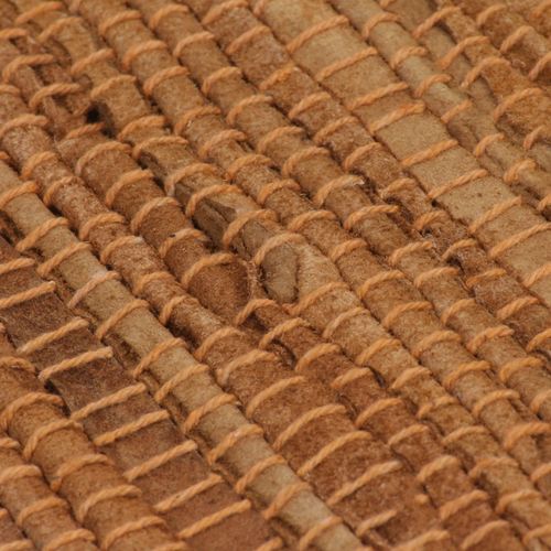 Ručno tkani tepih Chindi od kože 120 x 170 cm žućkastosmeđi slika 11