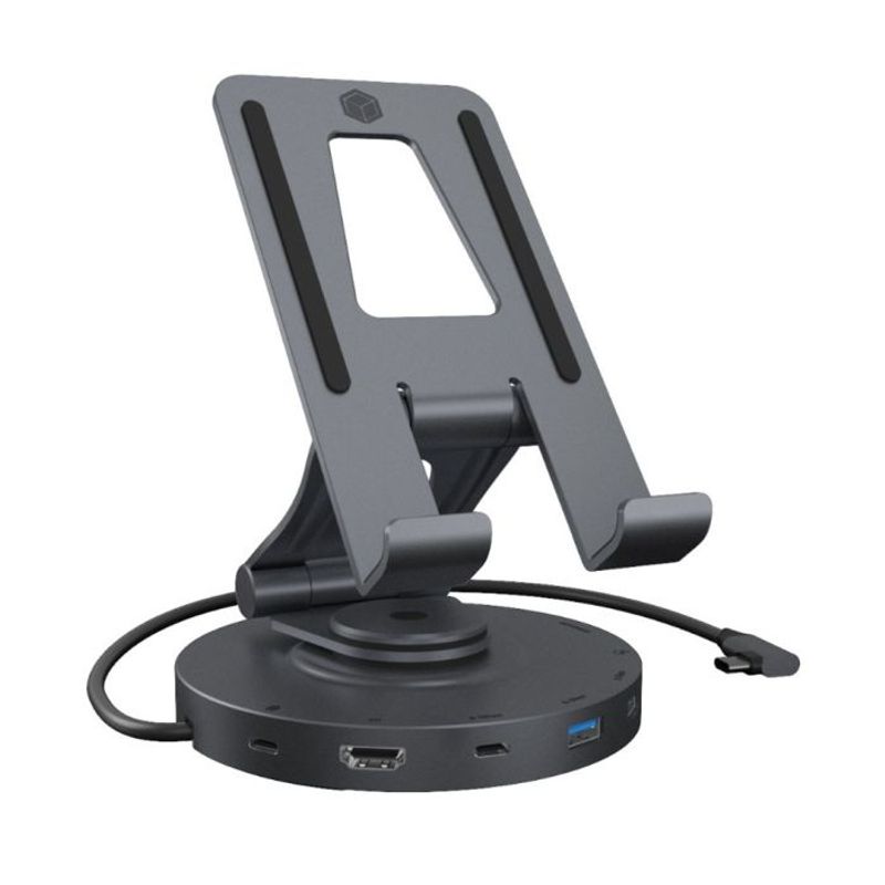 IcyBox IB-TH100-DK Vrtljiv Nosilec za Tablicu ili Telefon s USB-C Priključkom image
