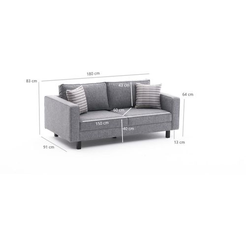 Atelier Del Sofa Dvosjed, Sivo, Kale Linen - Grey slika 8