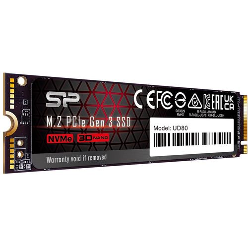 Silicon Power SP500GBP34UD8005 M.2 NVMe 500GB SSD, UD80, PCIe Gen 3x4, 3D NAND, Read up to 3,400 MB/s, Write up to 2,300 MB/s (single sided), 2280 slika 1