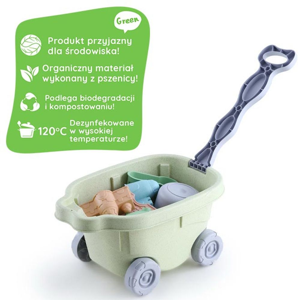 Woopie green set pijeska s kolicima 13 kom. biorazgradiv organski materijal slika 2
