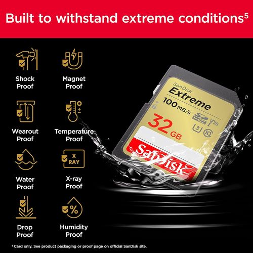 SanDisk Extreme PLUS SDHC memorijska kartica od 32GB, 100MB/s čitanje i 60MB/s pisanje, UHS-I, Class 10, U3, V30 slika 1