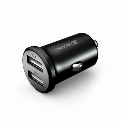 SWISSTEN punjač za auto, metalni, 2xUSB, 4.8A, crni slika 2