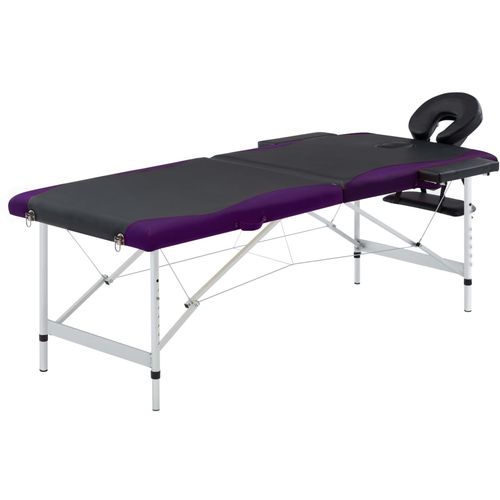 Sklopivi masažni stol s 2 zone aluminijski crno-ljubičasti slika 18