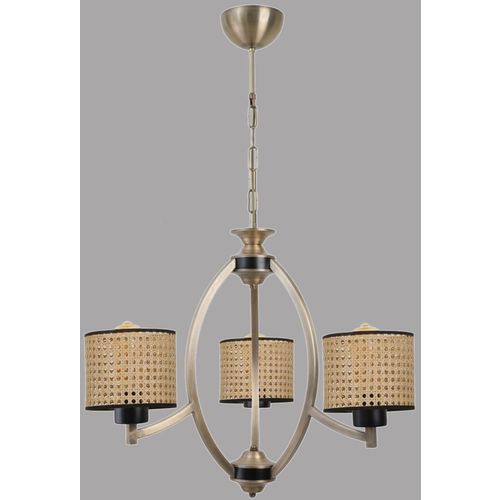 Paul 3 lü eskitme avize rattan abajurlu Brown Chandelier slika 1