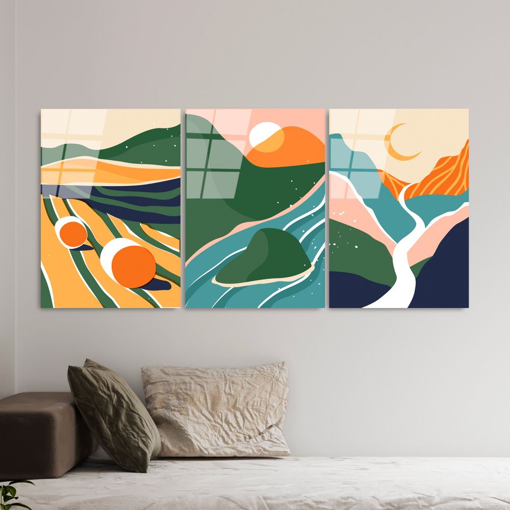 UV-946 - Dekorativna Slika na Kaljenom Staklu, Višebojna, 45 x 65 cm (Set od 3 Komada) slika 3