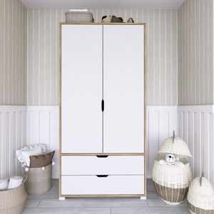 Ormar za odjeću u boji svijetlog oraha i bijele, 90 cm - 1600-015