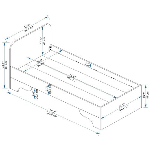 Luses - Atlantic Pine, Beige Atlantic Pine
Beige Single Bedstead slika 7