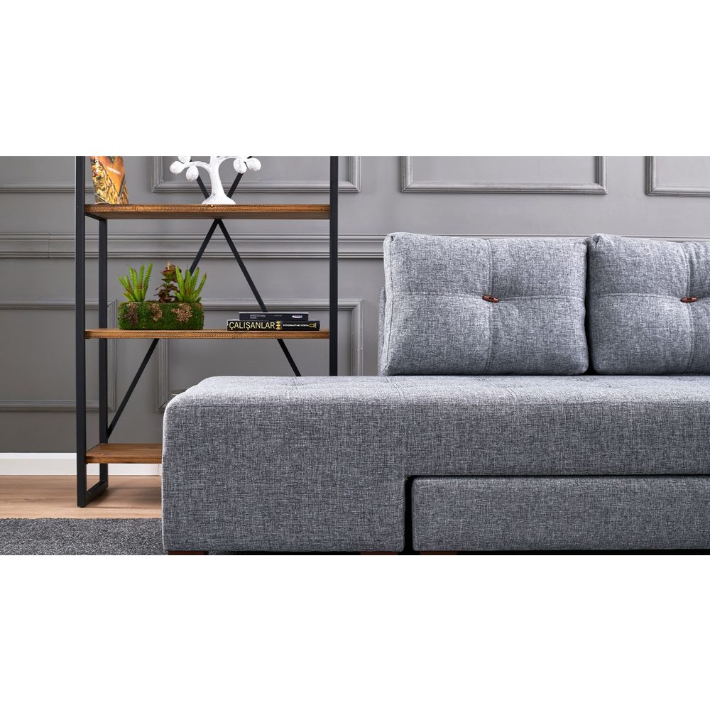 Ugaona Sofa na Razvlačenje Manama - Desni Kut, Siva slika 3