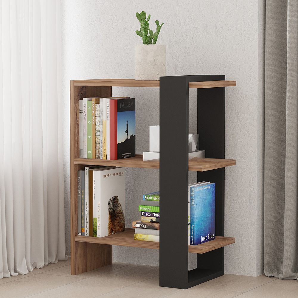 Ova Oak Anthracite Polica za Knjige slika 1
