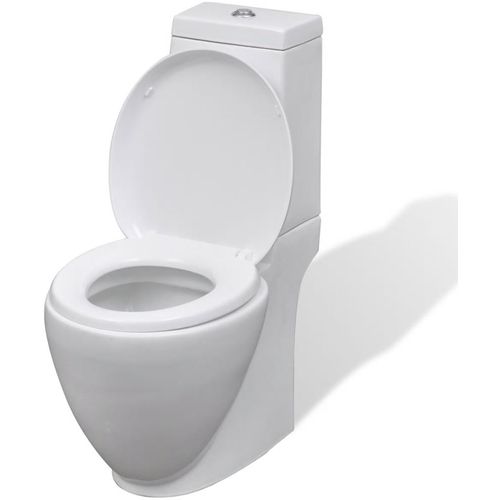 Keramička okrugla toaletna školjka s protokom vode bijela slika 7