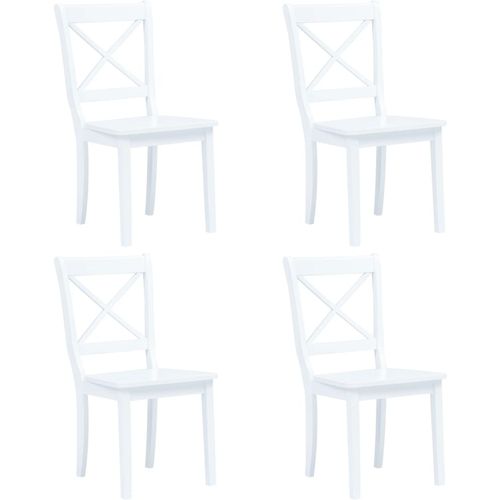 Blagovaonske stolice od masivnog drva kaučukovca 4 kom bijele slika 16