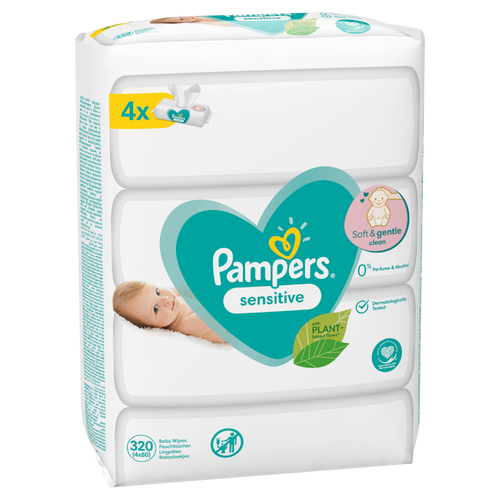 Pampers vlažne maramice Sensitive 4 x 80 komada slika 1