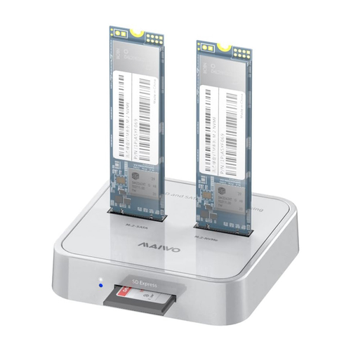 Docking station MAIWO K3016SD, Type C 3.2 na 2 x M.2 (SATA i PCIe NvMe), SD Card, beli slika 1