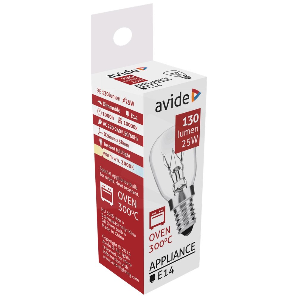 Avide Sijalica za pećnicu, 25W, E14, 3000K, 300 °C, IP20 - Oven 300 °C bulb 25W E14 slika 2