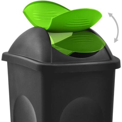 Kanta za smeće s ljuljajućim poklopcem 60 L crno-zelena slika 19