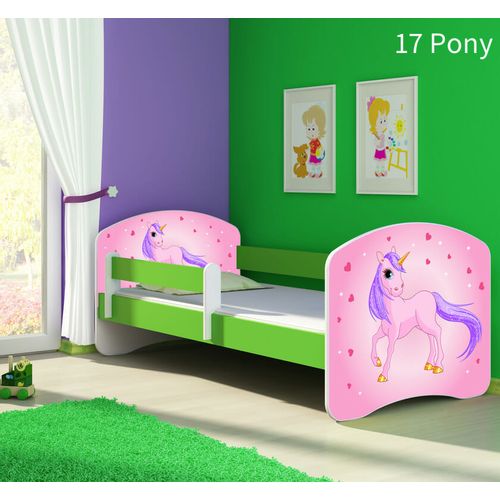 Dječji krevet ACMA s motivom, bočna zelena 160x80 cm 17-pony slika 1