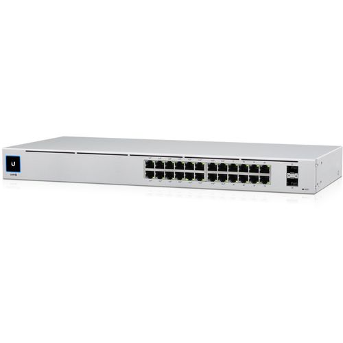 Ubiquiti USW-24-POE Gigabit Layer 2 switch with twenty-four Gigabit Ethernet ports including sixteen auto-sensing 802.3at PoE+ ports, and two SFP ports slika 1