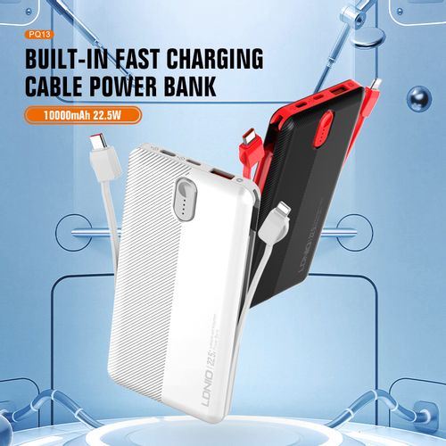 LDNIO POWER BANK 10000mAh 22,5W 5V 3A 1 PORT (1A) + 2 CABLE (1C1L) PQ13 slika 8