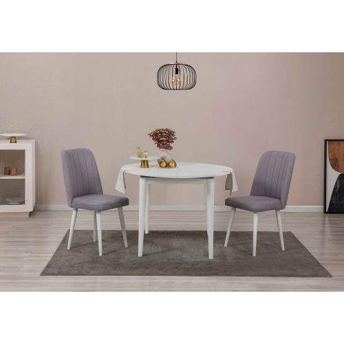 Vina 0701 - White, Grey White
Grey Extendable Dining Table & Chairs Set (3 Pieces) slika 1