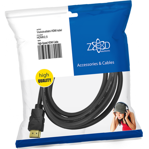 ZED electronic HDMI kabel, 2.5 met, ver. 1.4 - HDMI/2,5 slika 1