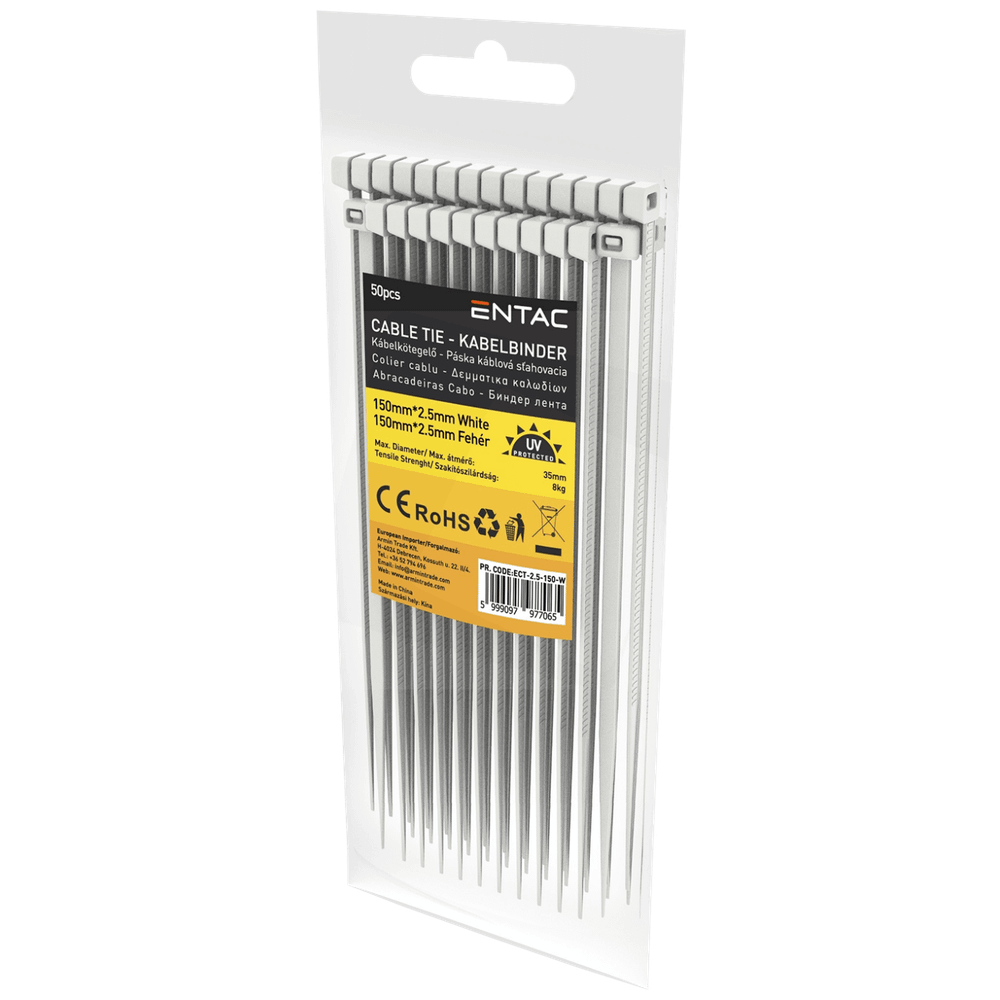 Entac Plastične vezice 2,5mm x 150mm, 50 kom. - Cable Tie 2.5mmx150mm White slika 1